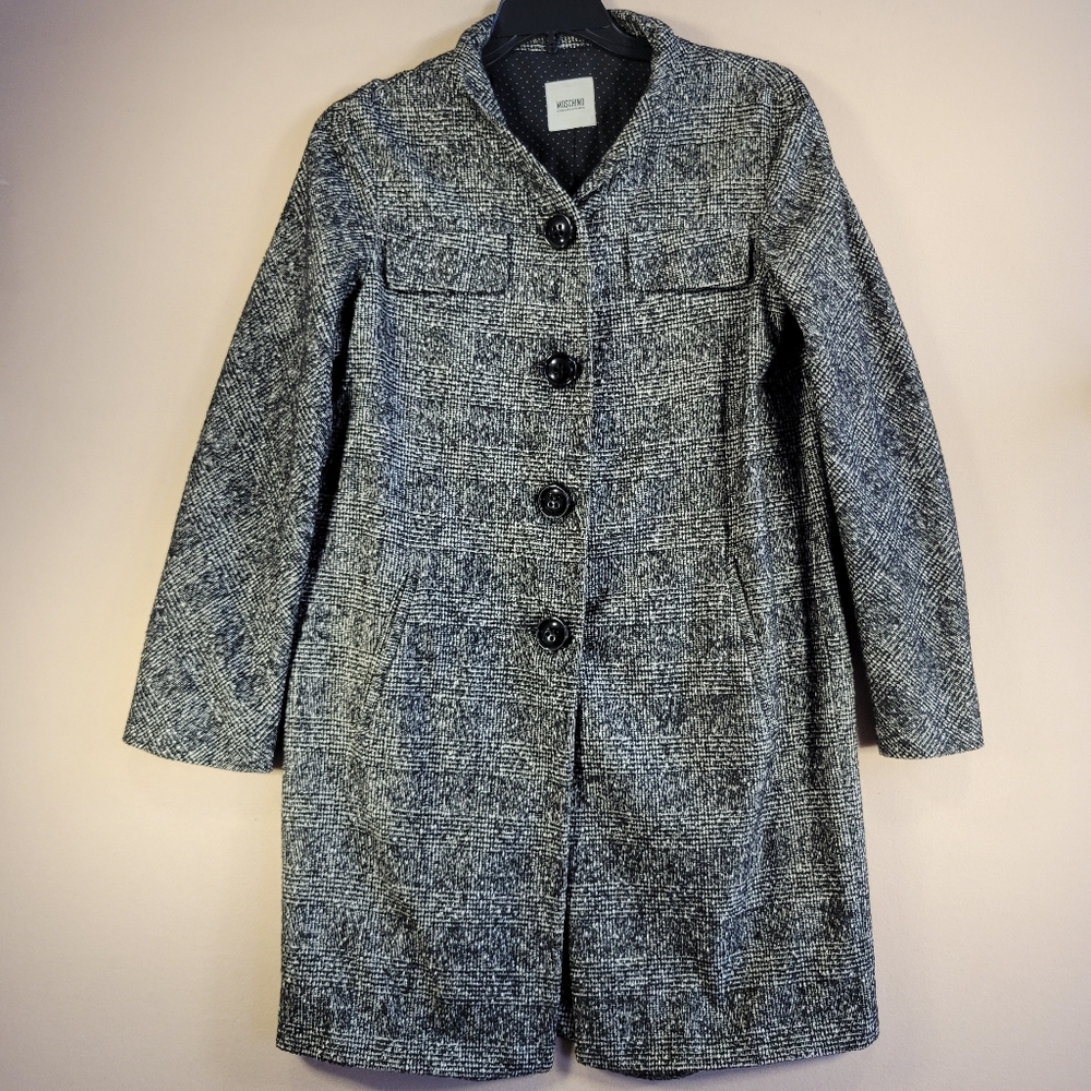 Moschino Wool Blend‎ Black and White  Coat Size 8
